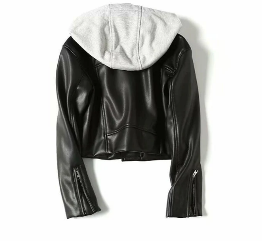 Elegant Vegan Leather Jacket with Capuchon for Women | Perfect for Casual Days