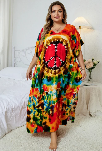 Aria multicolored loose boho v-neck dress