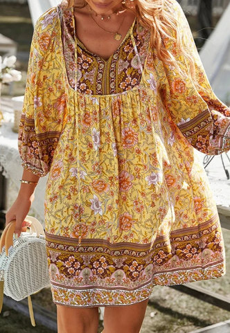 Scarlett boho dress with vintage floral print