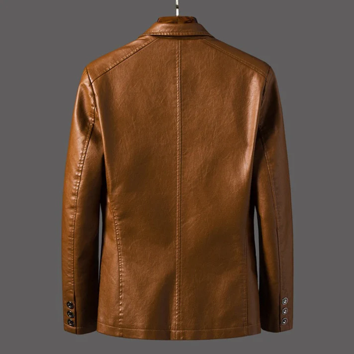 Men's jackets made of high-quality leather with stylish buttons and practical pockets