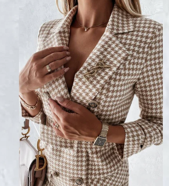 Zoe belted double breasted checked blazer dress