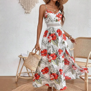 Emily - romantic sleeveless maxi dress with floral print