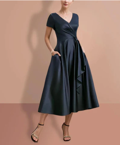 Grace – elegant black midi dress