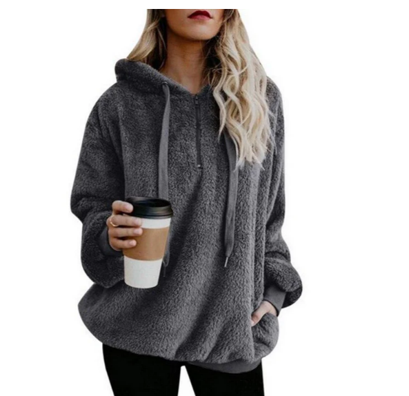 Zera - women's fleece sweatshirt with zipper at the neck