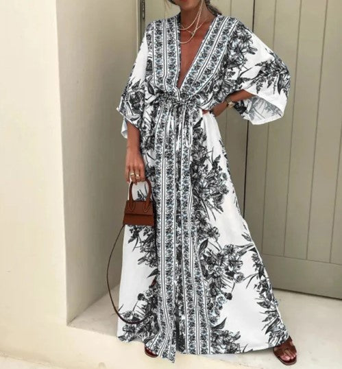 Mia - ethnic printed boho maxi style dress