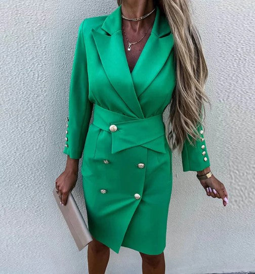 Harper - office style solid color blazer dress