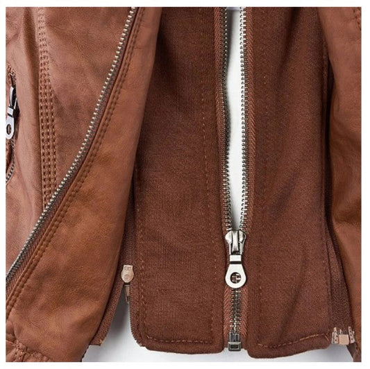 Casual Vegan Leather Jacket with Capuchon for Women | Perfect for Casual Days