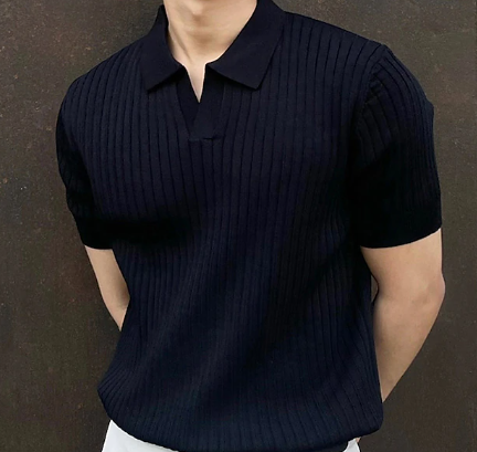 Ethan – knitted polo shirt, casual, holiday, v-neck, short sleeves