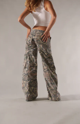 Rebelle low waist cargo pants - brown camo