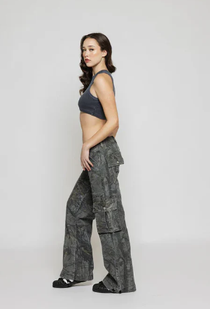 Rebelle low waist cargo pants - brown camo