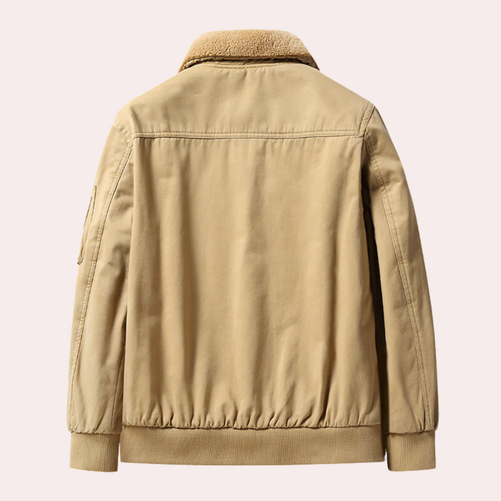 Warm bomber jacket for men with multiple pockets