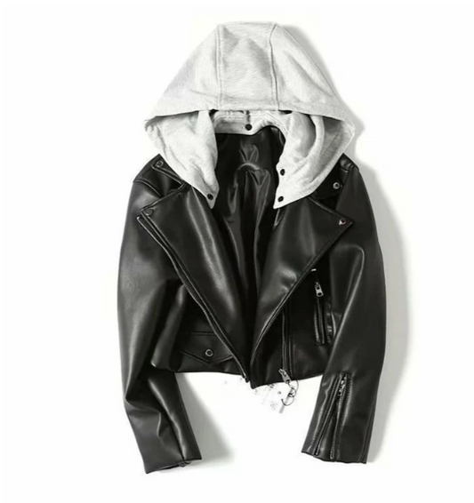 Elegant Vegan Leather Jacket with Capuchon for Women | Perfect for Casual Days