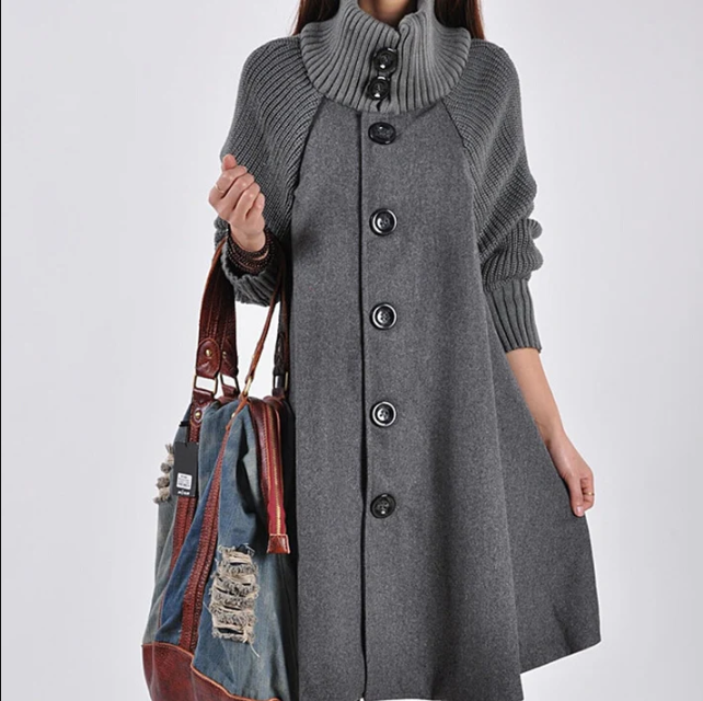 Winter coat with button closure and turtleneck - roswitha