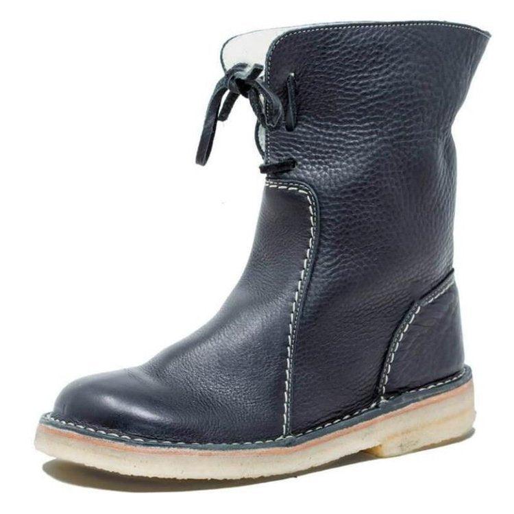 Astrid™ - Leather boots with wool fleece lining