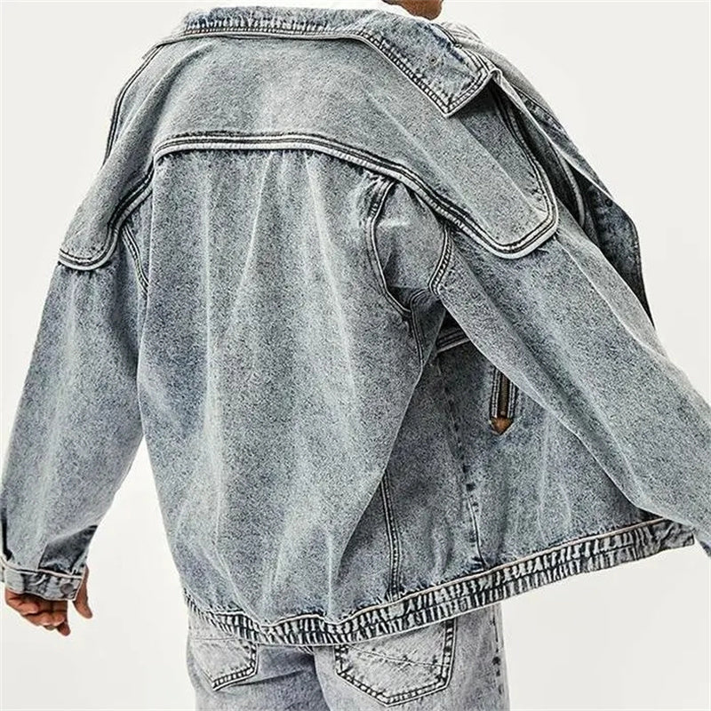 Roman slim moto denim jacket