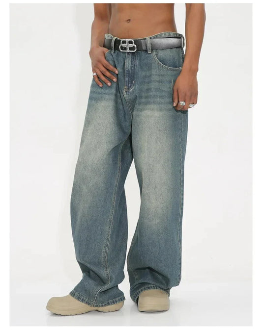 Weldon - gewaschene retro weite jeans