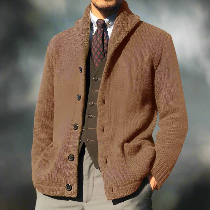 Classic knitted men's jacket with buttons