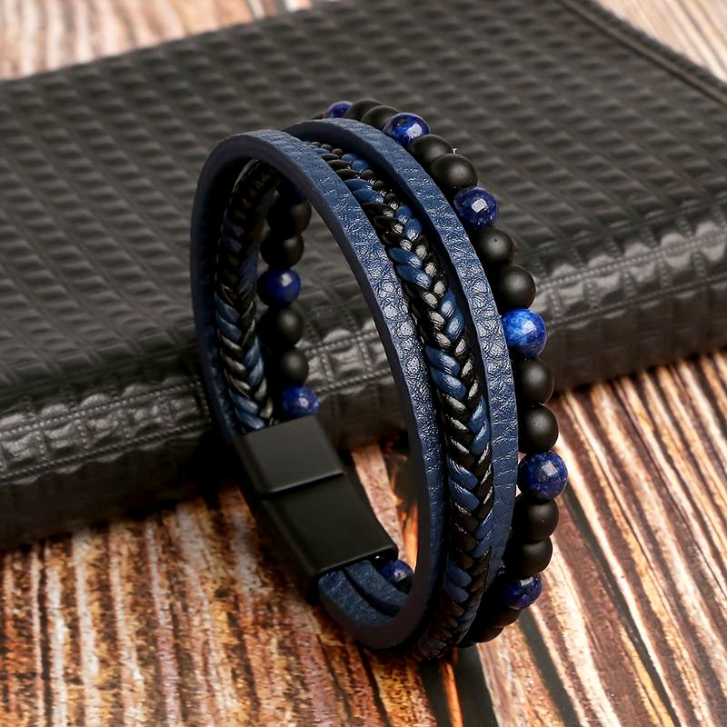 Theros Leather Beaded Bracelet