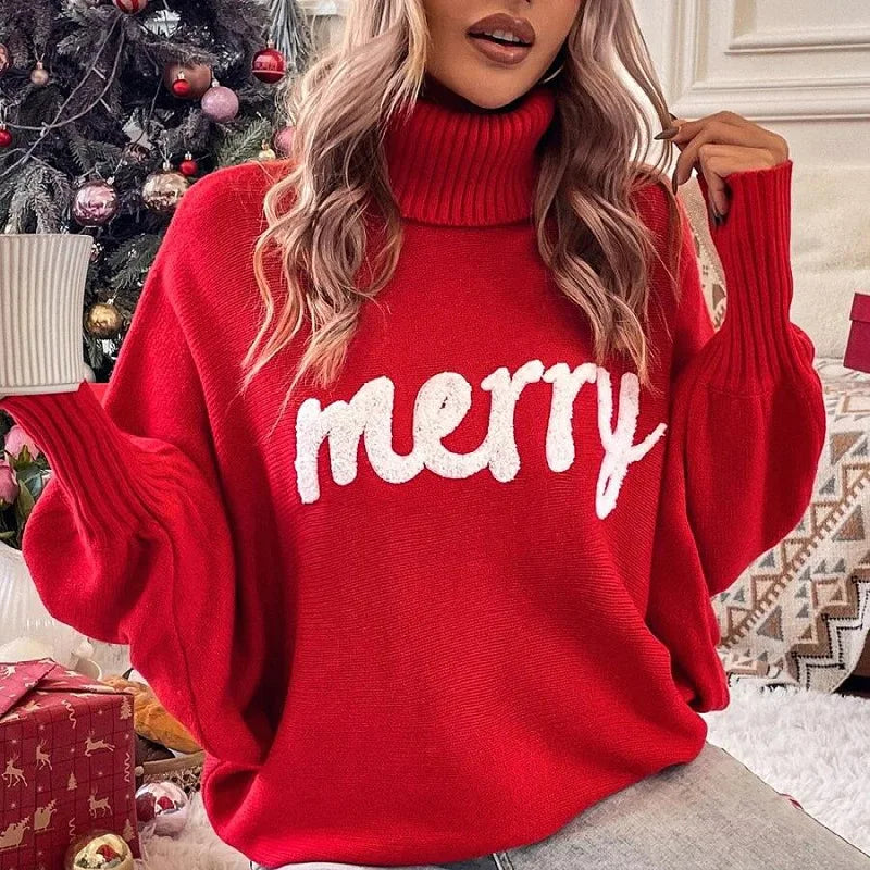 Emerie – warm festive turtleneck sweater for women