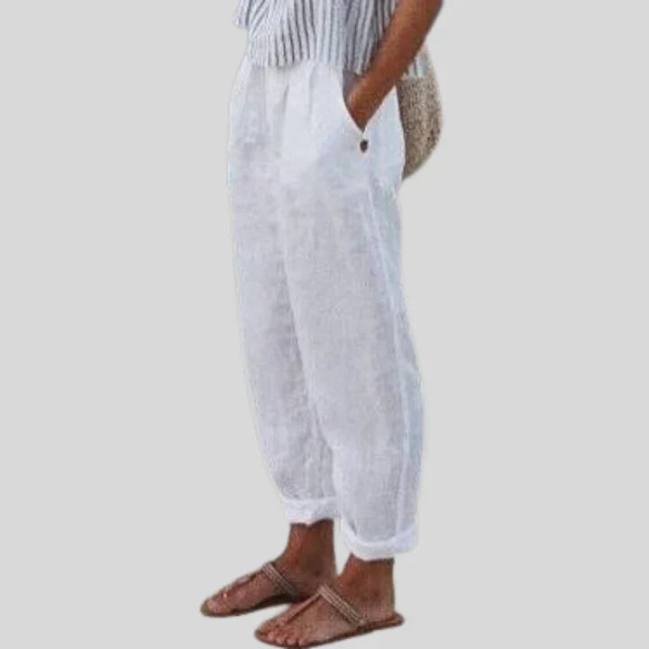 Beige linen trousers men - lukas