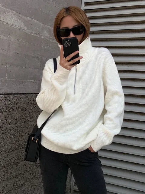 Amelina - warm zipper turtleneck sweater