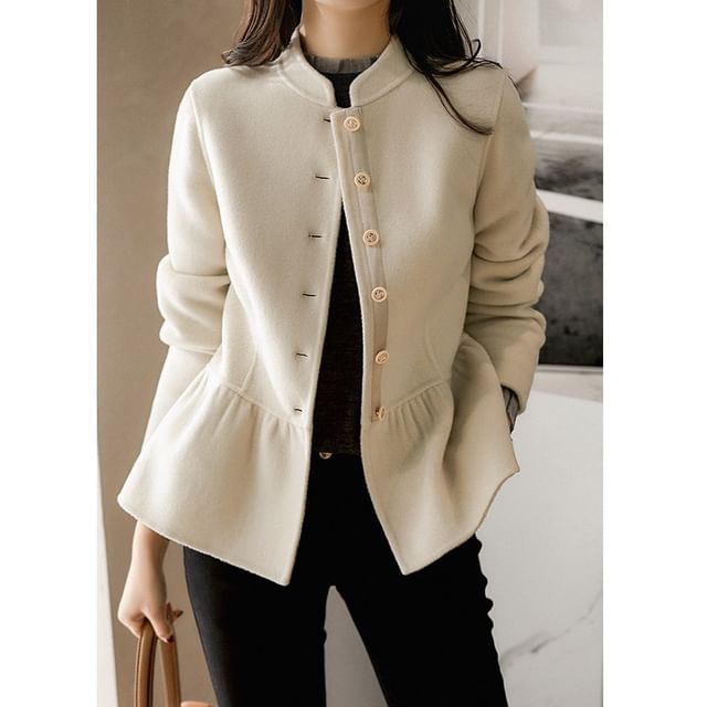 Hester  Coat | Long-Sleeve Peplum Ruffle-Hem Jacket