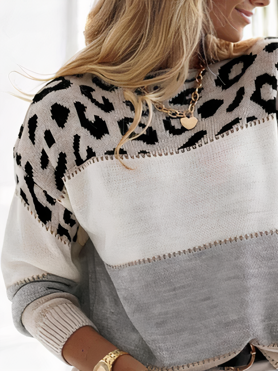 Nela™ - Round Neck Leopard Print Jersey