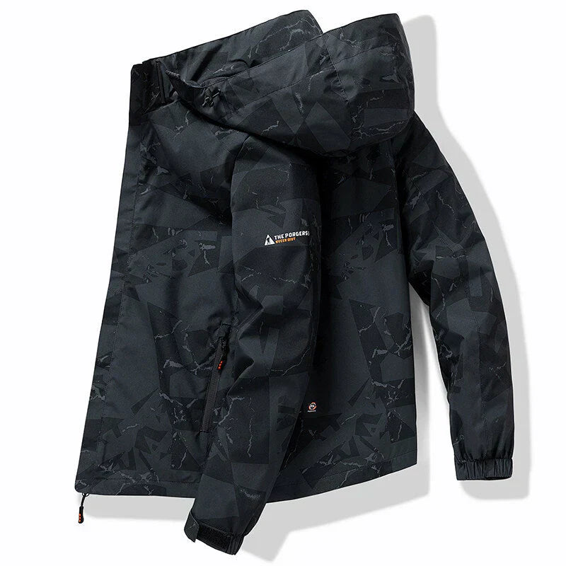 Daniel - waterproof zip-up ski jacket in sporty style with letter print