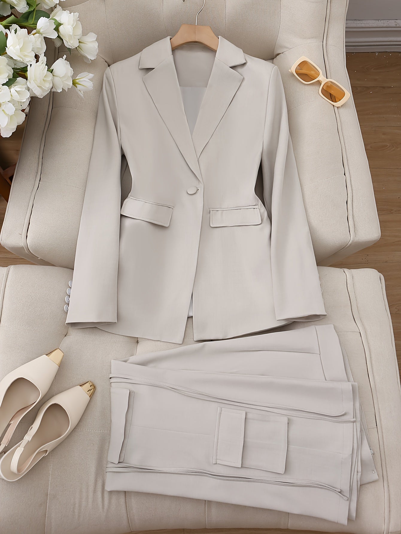 Elegant Office Work Outfit Set with Shawl Collar for Women | Ideal for All Seasons