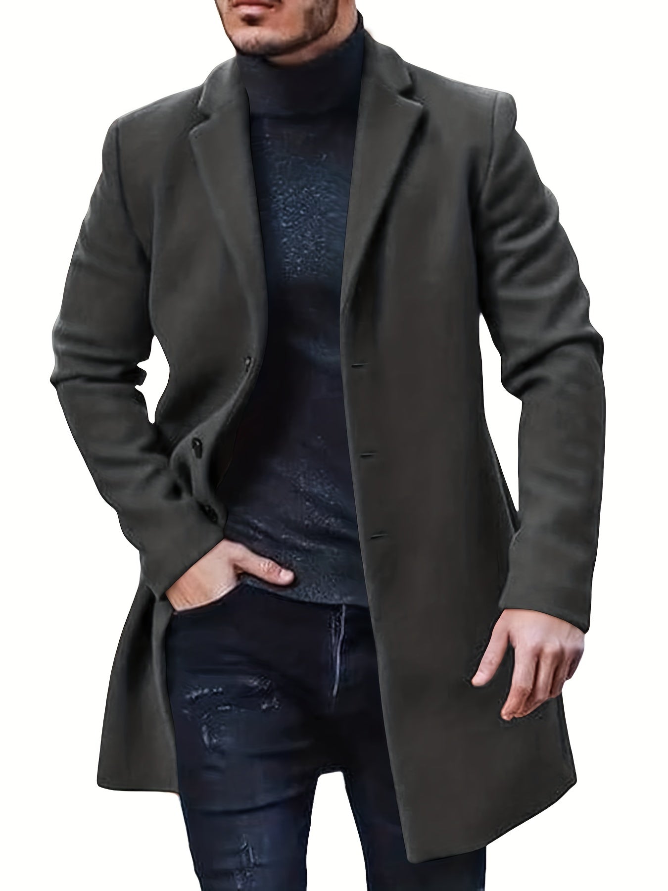 Casual Midlength Button Down Trench Coat for Men | Ideal for All Seasons