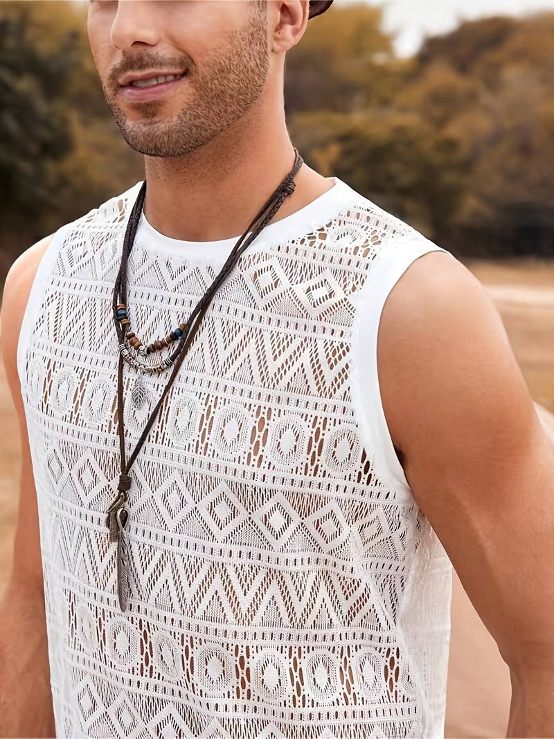 Isaac ethnic hollow out tank top