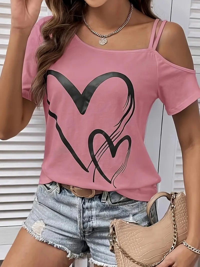 Jessamine – short sleeve top with heart print