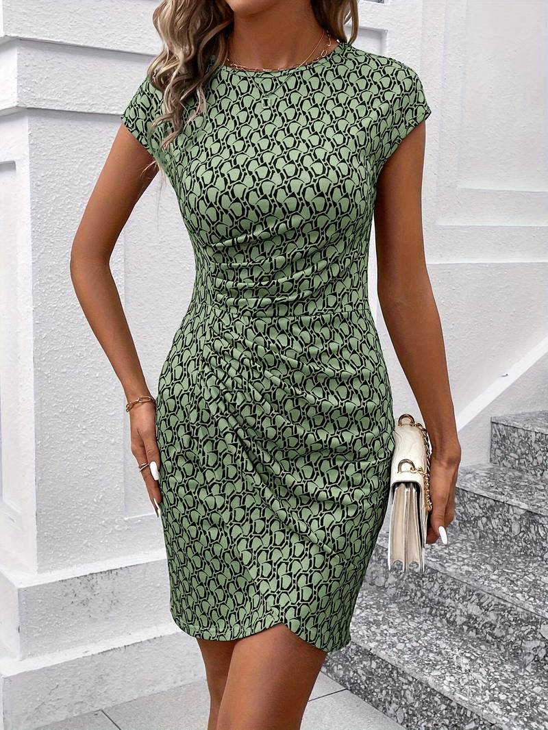 Emma – short-sleeved tulip dress with all-over print