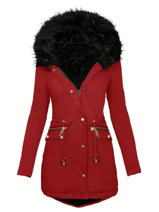 Ruby - parka coat with faux fur hood and drawstring