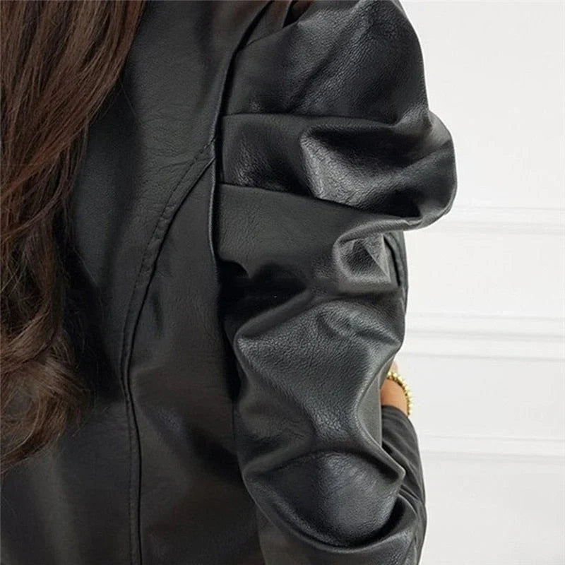 Casual Vintage Vegan Leather Biker Jacket for Women | Perfect for Casual Days