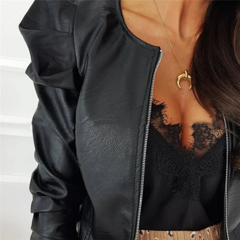 Casual Vintage Vegan Leather Biker Jacket for Women | Perfect for Casual Days