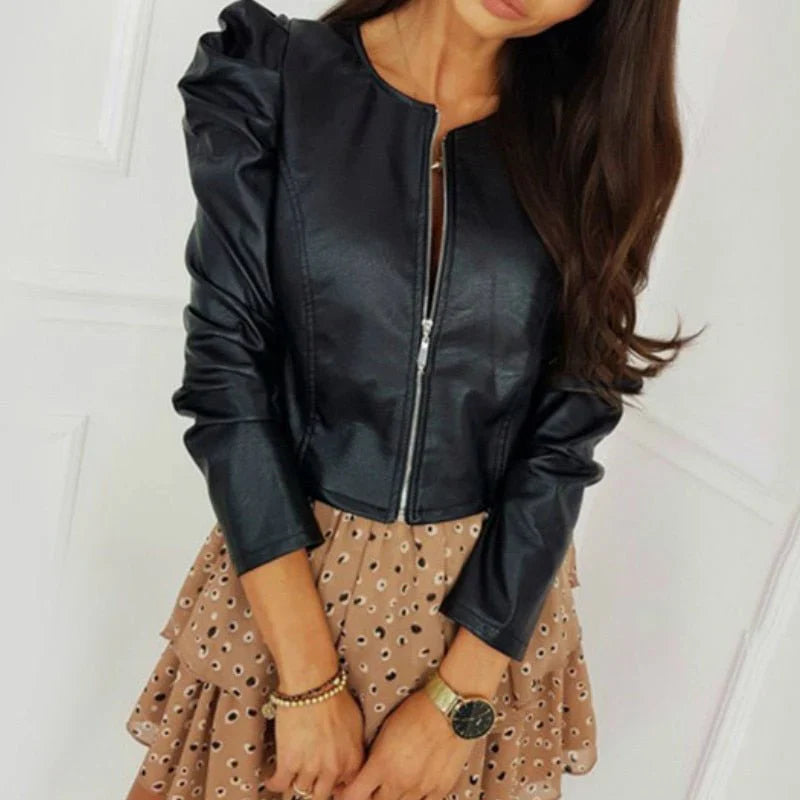 Casual Vintage Vegan Leather Biker Jacket for Women | Perfect for Casual Days