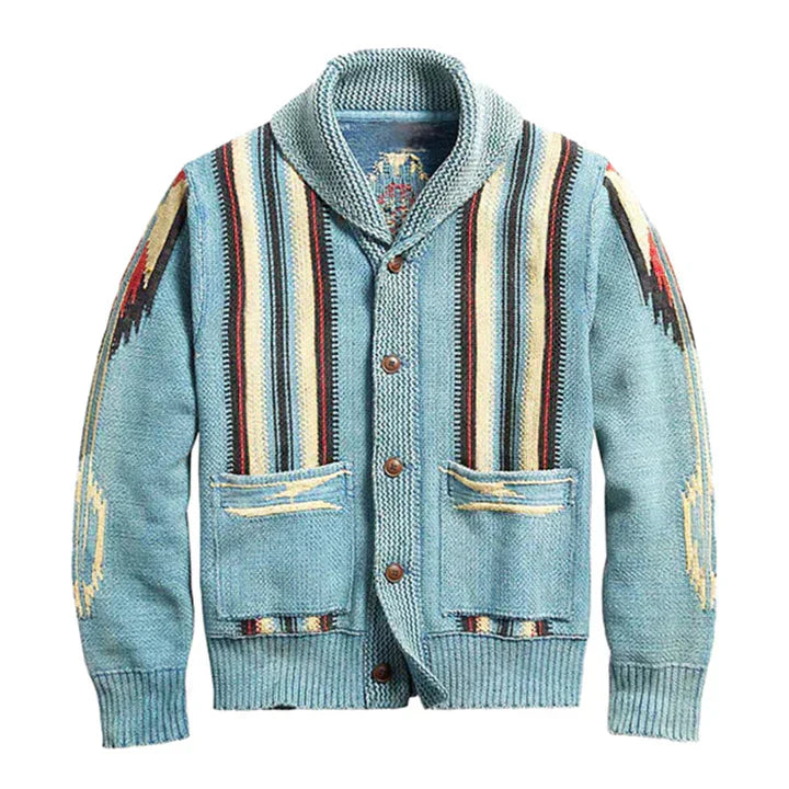 Edoardo - men's jacquard cardigan in vintage style