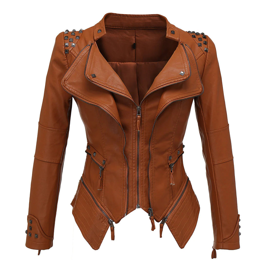 Casual Slim Fit Vegan Leather Biker Jacket for Women | Perfect for Casual Days