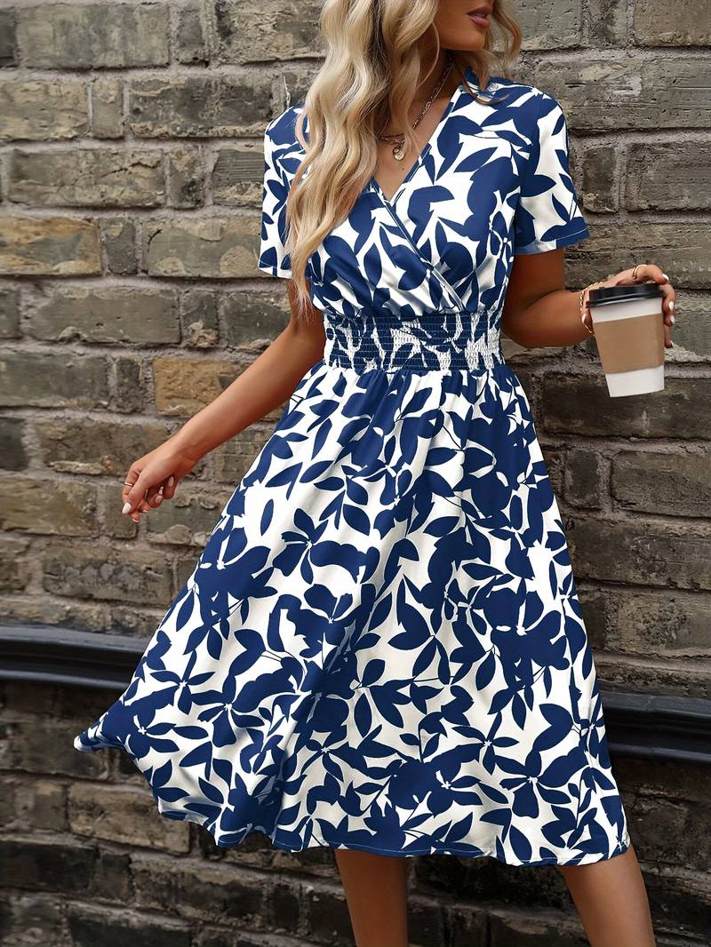 Amelia short sleeve floral wrap dress