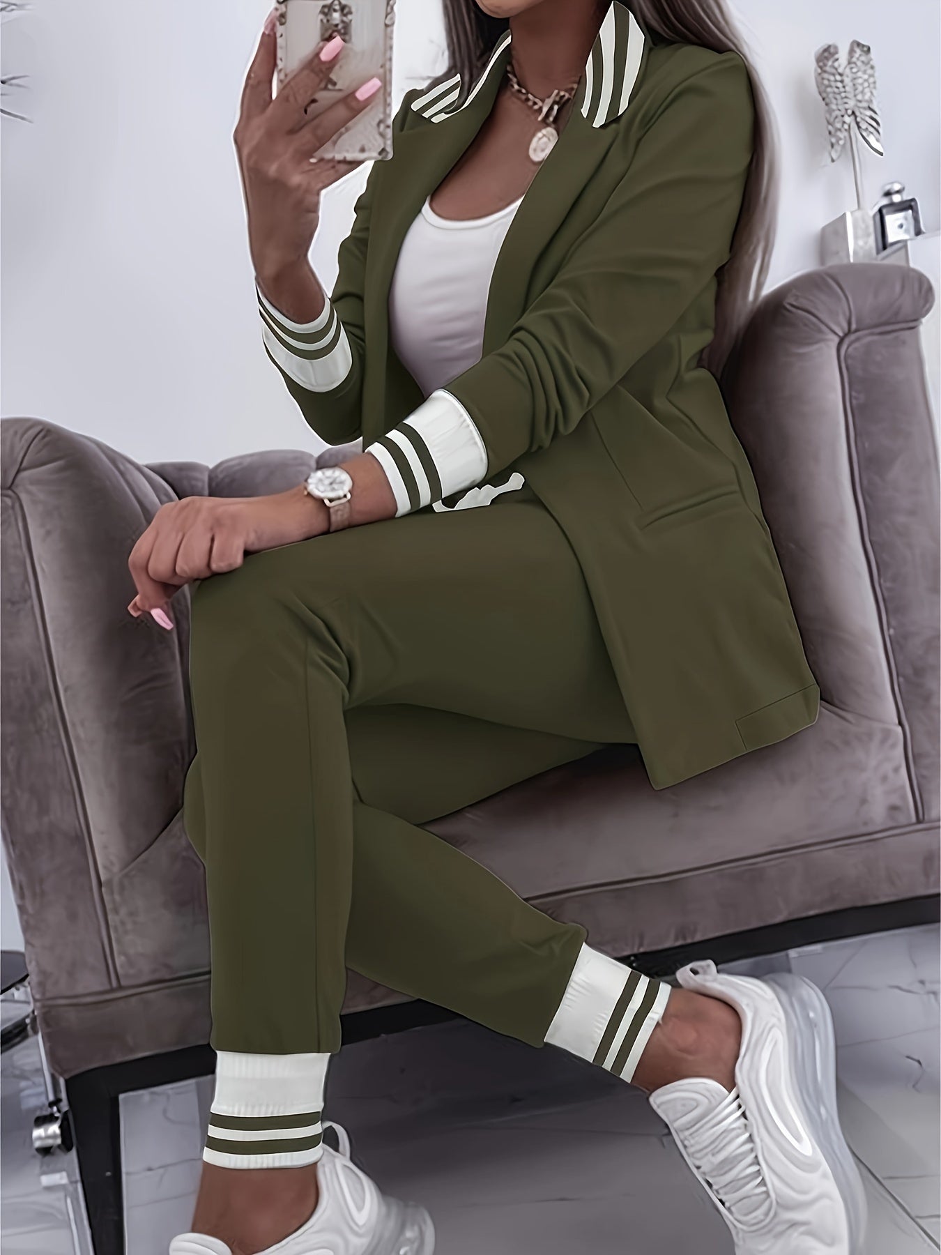 Casual Slim Pants And Blazer Outfit Set For Women | Ideal for All Seasons