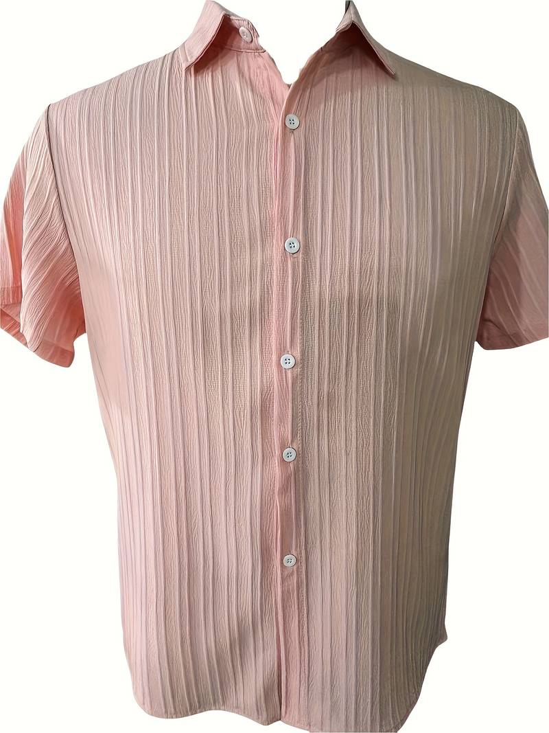 Michael – ribbed short sleeve blouse with button placket