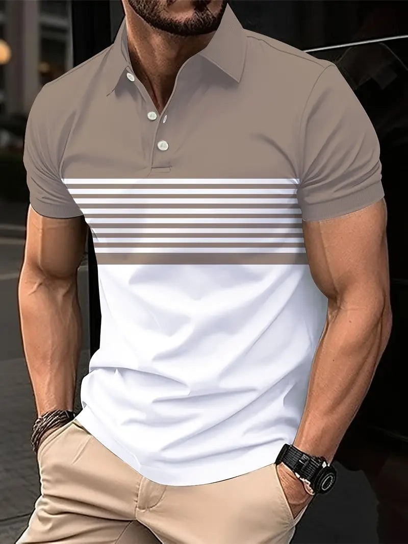 James color blocked short sleeve golf shirts for men