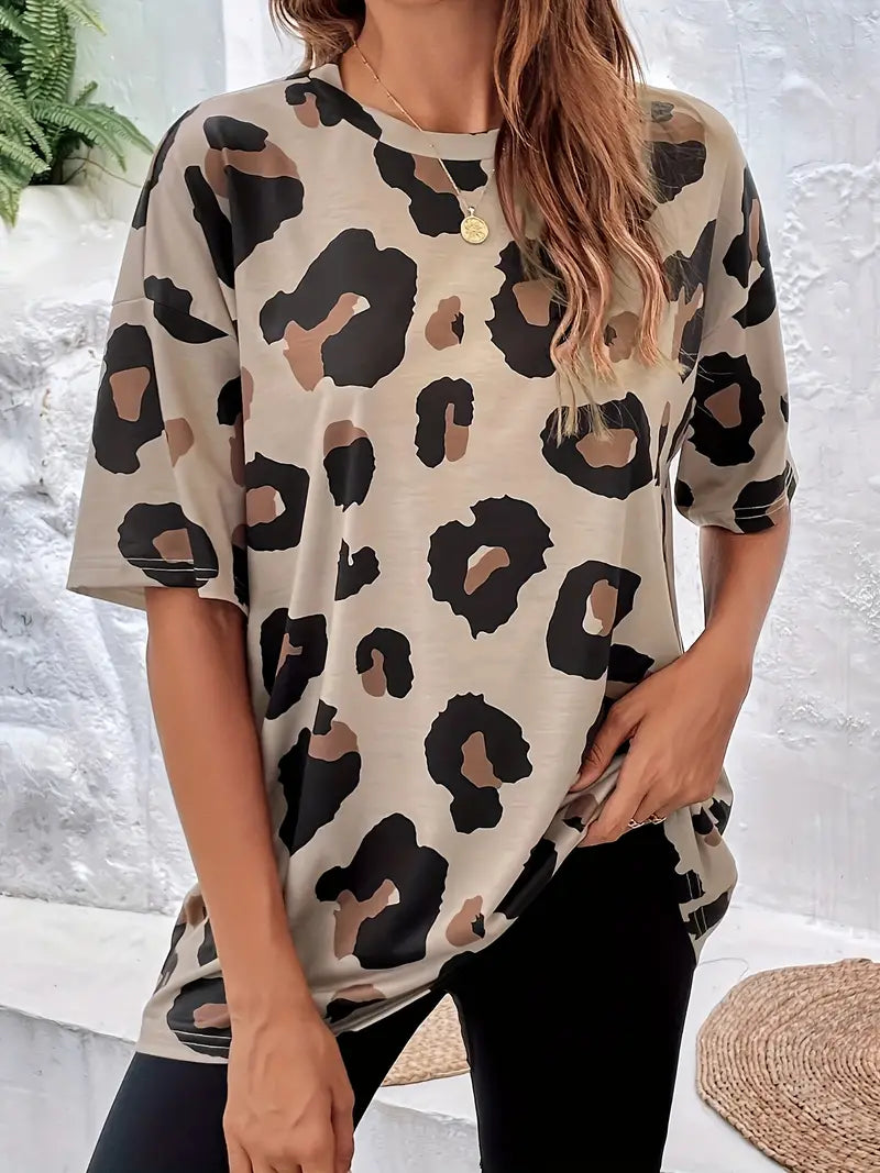 Harper leopard print crew neck t-shirt