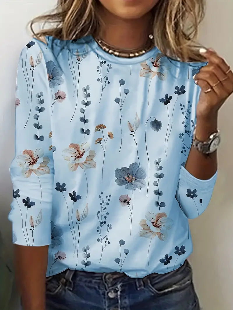 Victoria - floral print crew neck t-shirt for spring