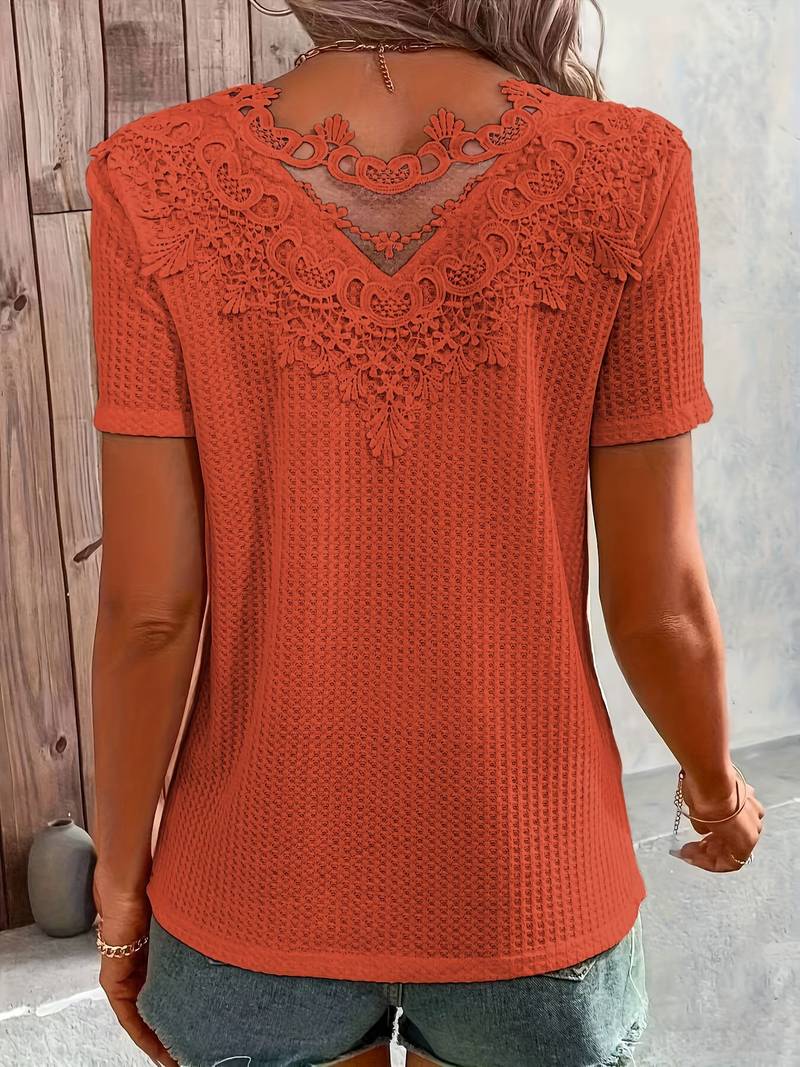 Rowena - contrast lace crew neck t-shirt