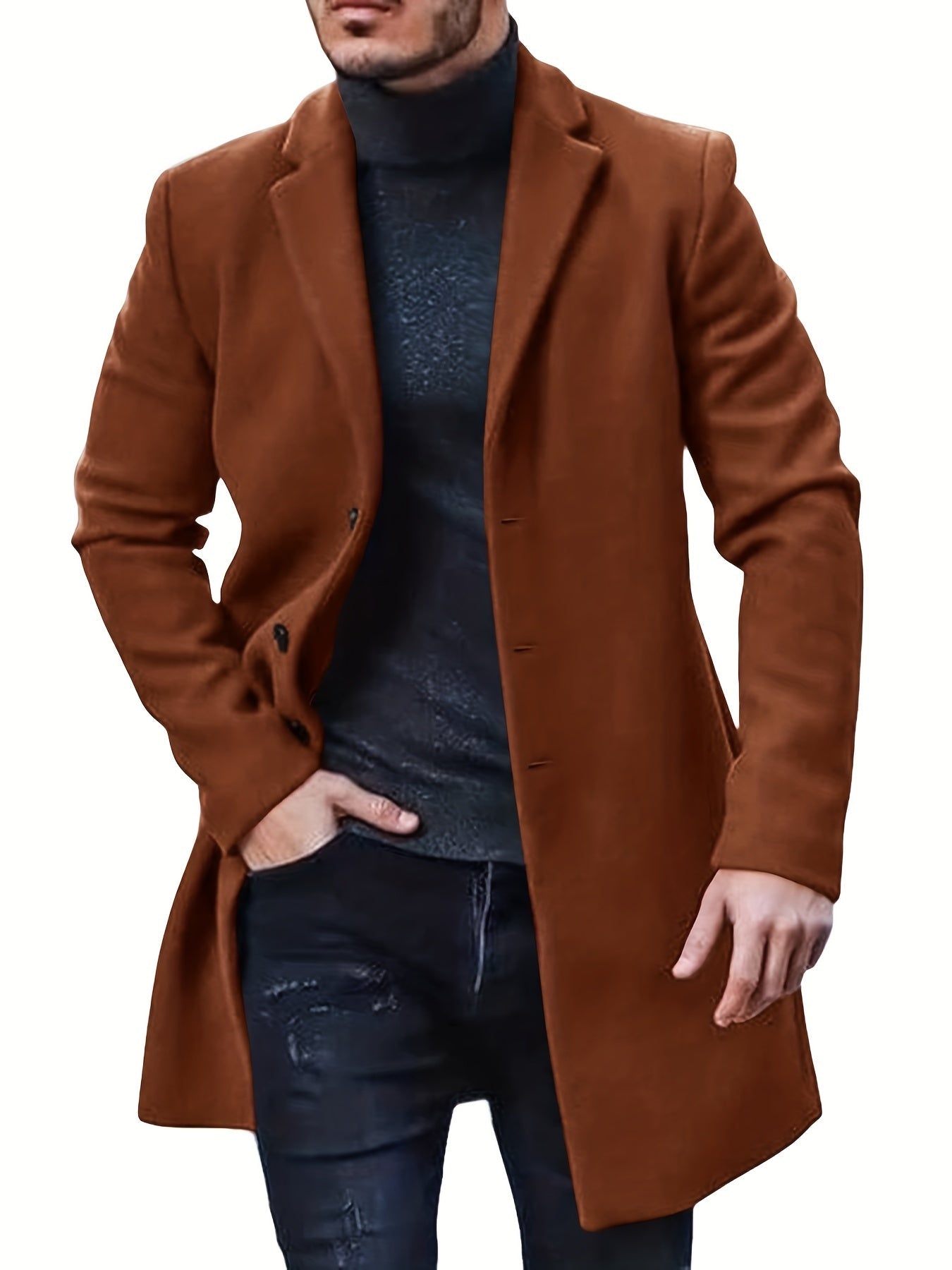 Casual Midlength Button Down Trench Coat for Men | Ideal for All Seasons