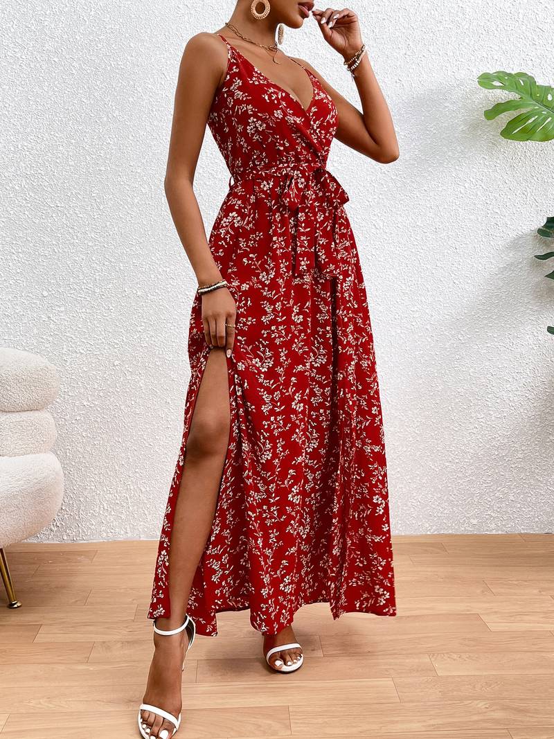 Amelia – floral cami dress with split sides