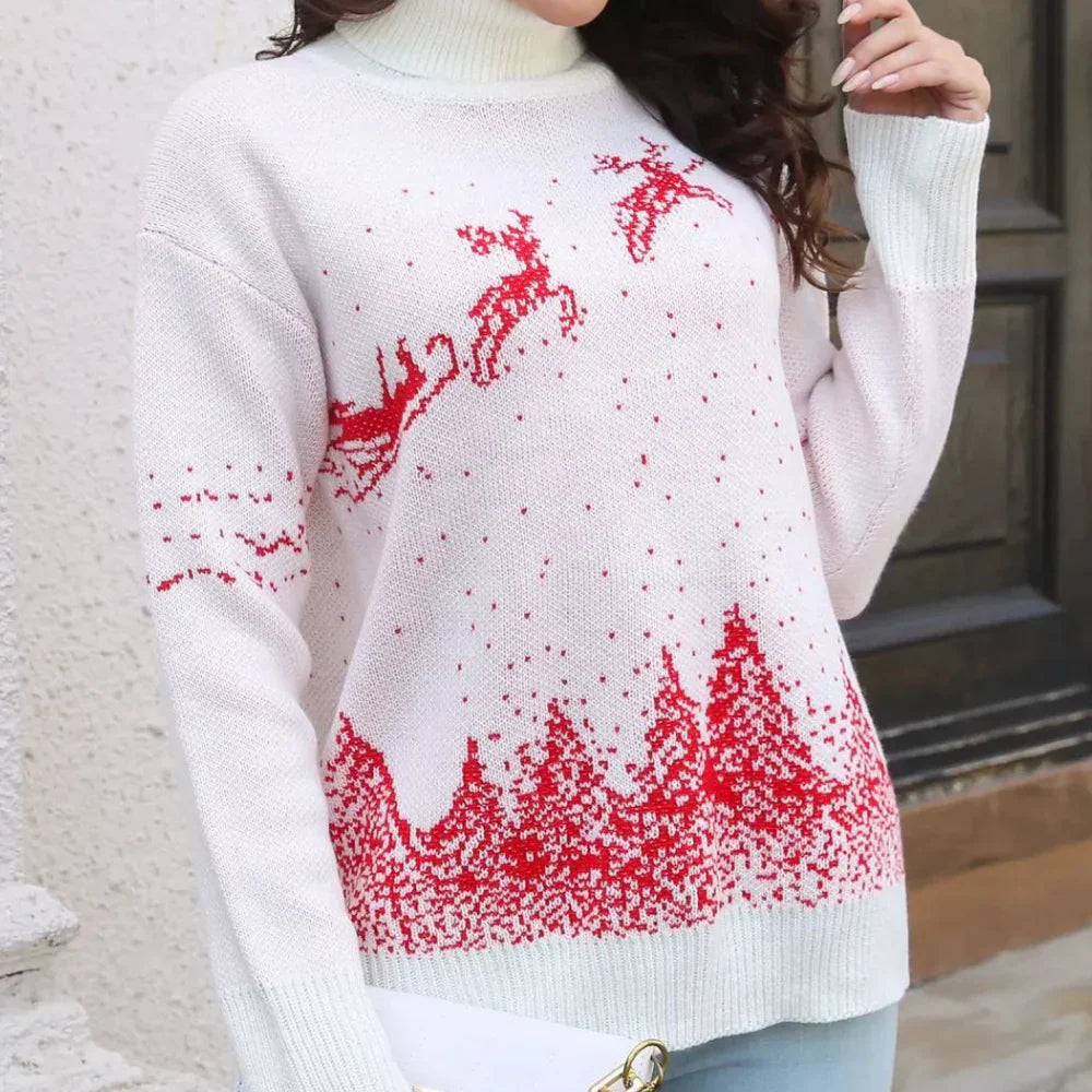 Lisana - fashionable Christmas jumper with turtleneck for women