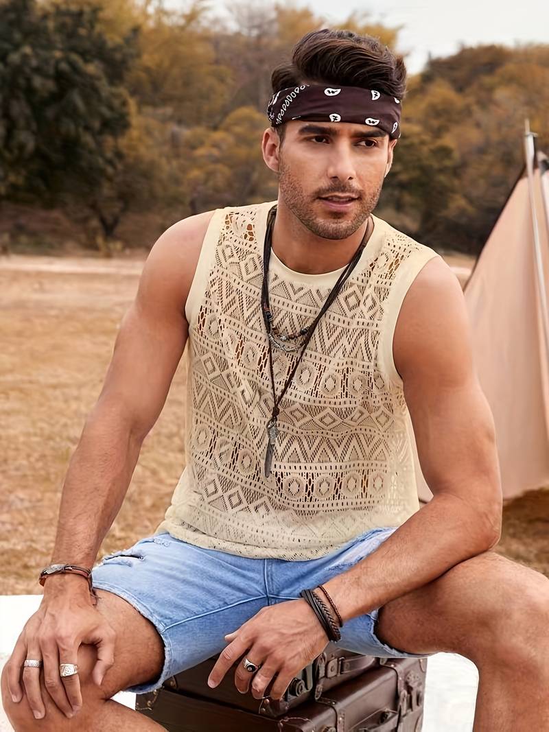 Isaac ethnic hollow out tank top